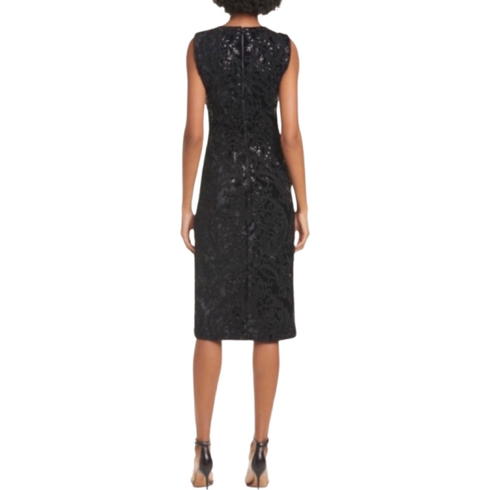 Alice + Olivia Alba Sequin Midi Dress V neck Black Cocktail Party NWT. - Picture 2 of 8